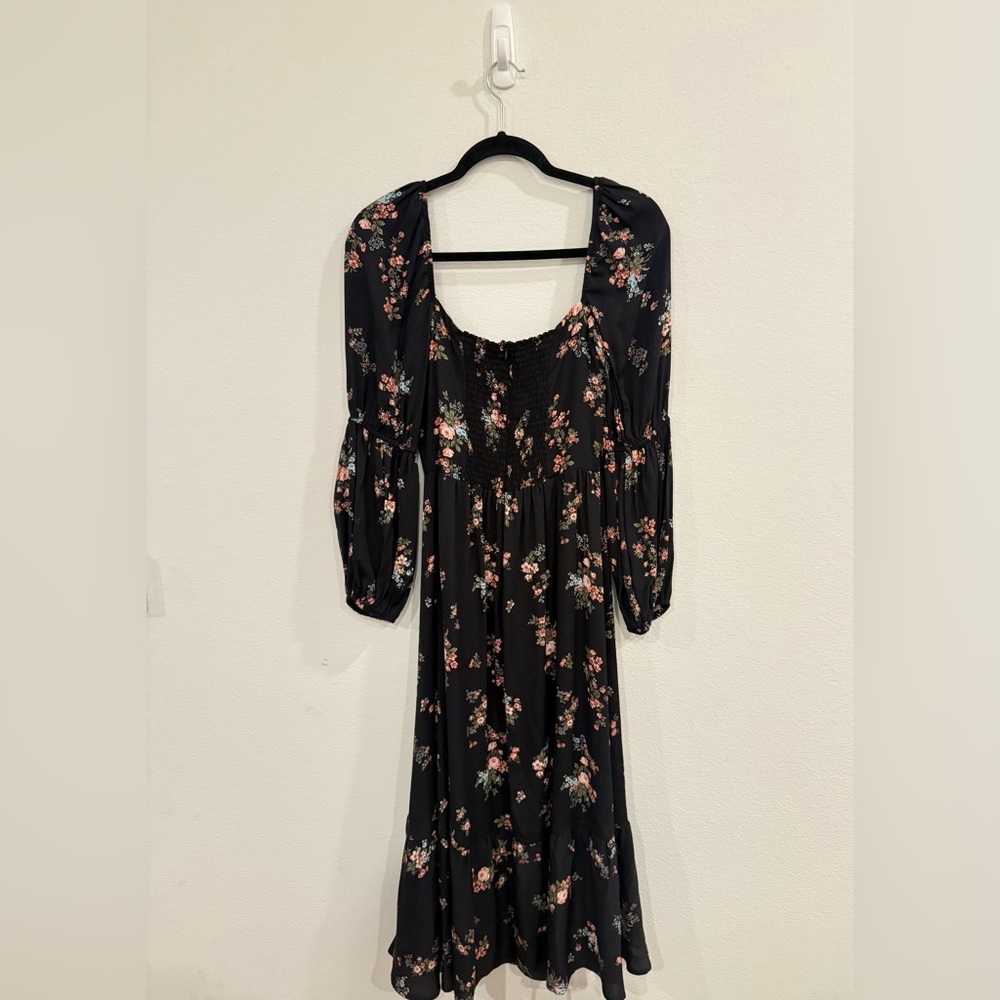 SOLD - Reformation Mica Black Floral Long Sleeve Dress - Picture 5 of 6